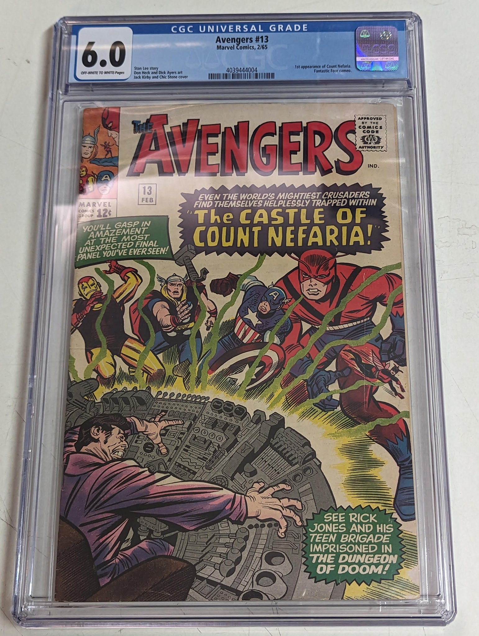 Avengers #13 Certified Guaranty Company (CGC) Graded 6.0 - 1st Appearance of Count Nefaria