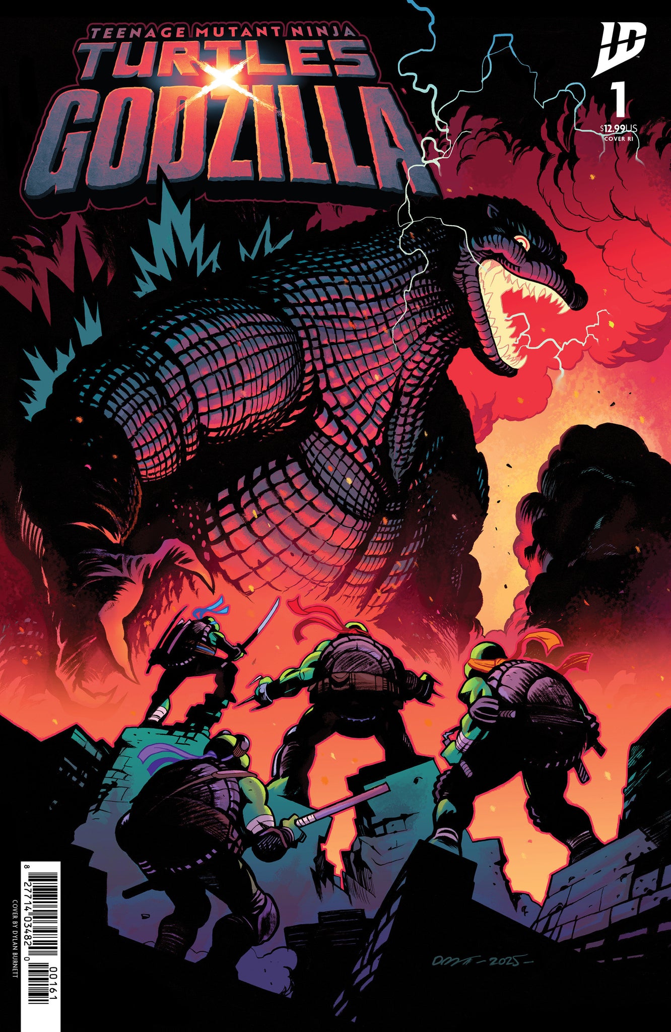 Teenage Mutant Ninja Turtles x Godzilla #1 1:25 Foil Burnett Variant