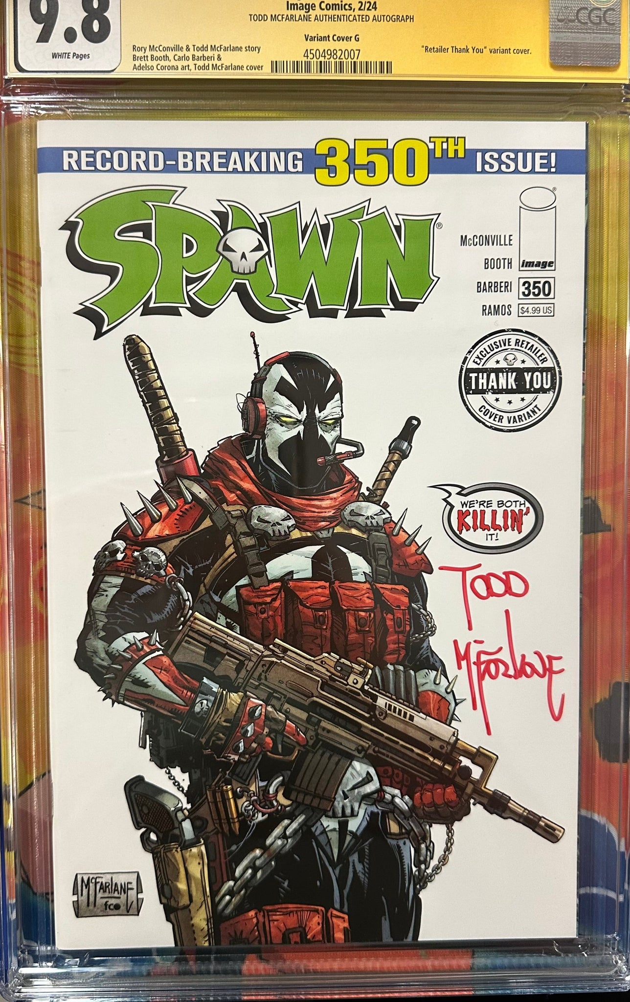 Spawn #350 -  1 per store Signed by Todd McFarlane  Variant CGC 9.8