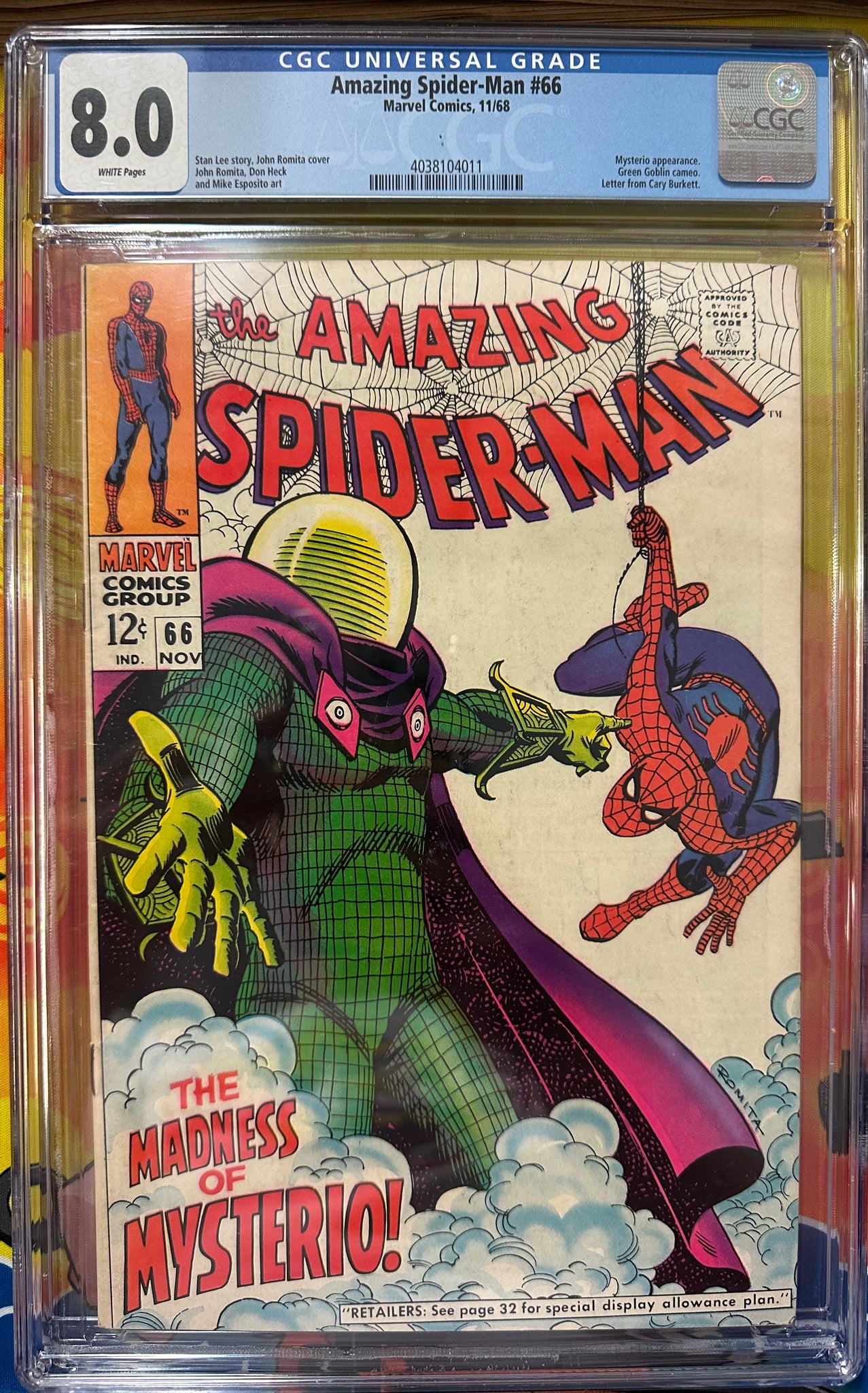 Amazing Spider-Man #66 Certified Guaranty Company (CGC) Graded 8