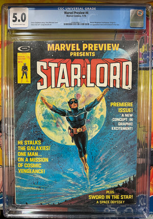 Marvel Preview Presents Star-Lord  Certified Guaranty Company (CGC) Graded 5.0 - 1st Appearance of Star Lord