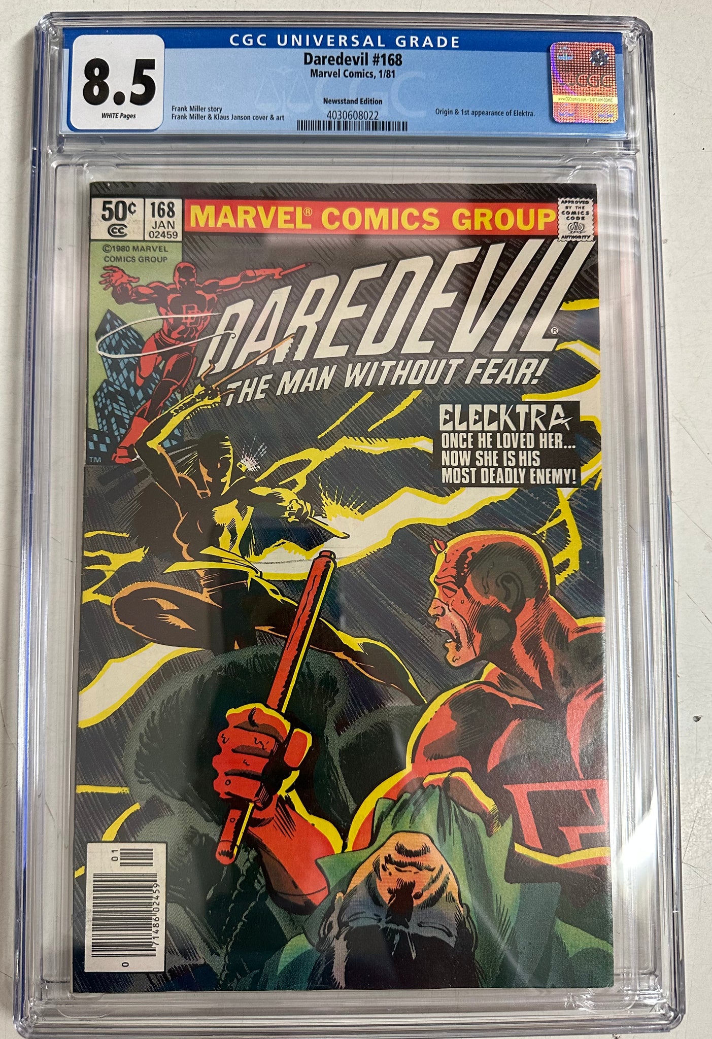 Daredevil #168 Certified Guaranty Company (CGC) Graded 8.5 - First Appearance of Elektra