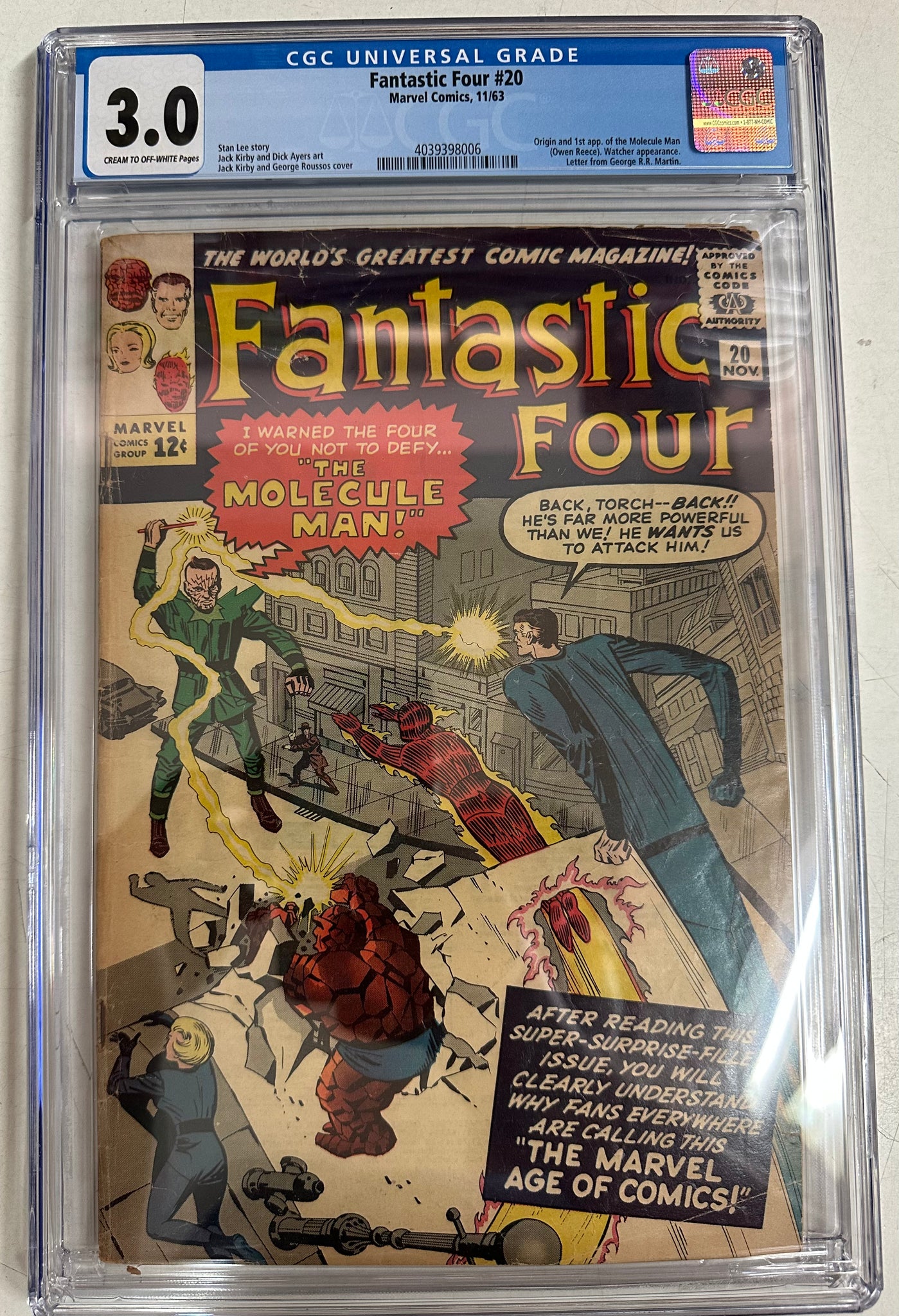 Fantastic Four #20 Certified Guaranty Company (CGC) Graded 3.0 - First Appearance of the Molecule Man