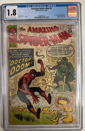 Amazing Spider-Man #5 Certified Guaranty Company (CGC) Graded 1.8 - 1st Doctor Doom Outside of Fantastic Four Comics