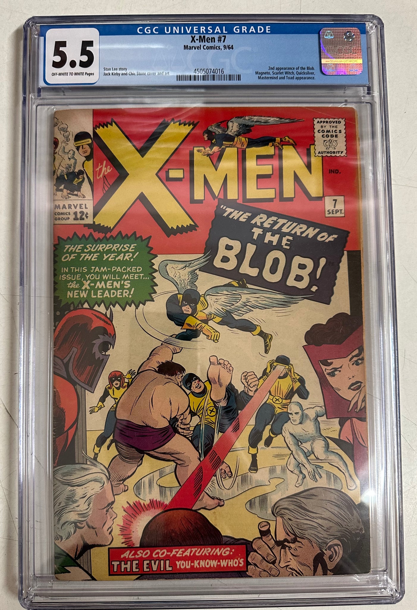 X-Men #7 Certified Guaranty Company (CGC) Graded 5.5 - Second Appearance of Magneto, Scarlet Witch, Blob and Quicksilver