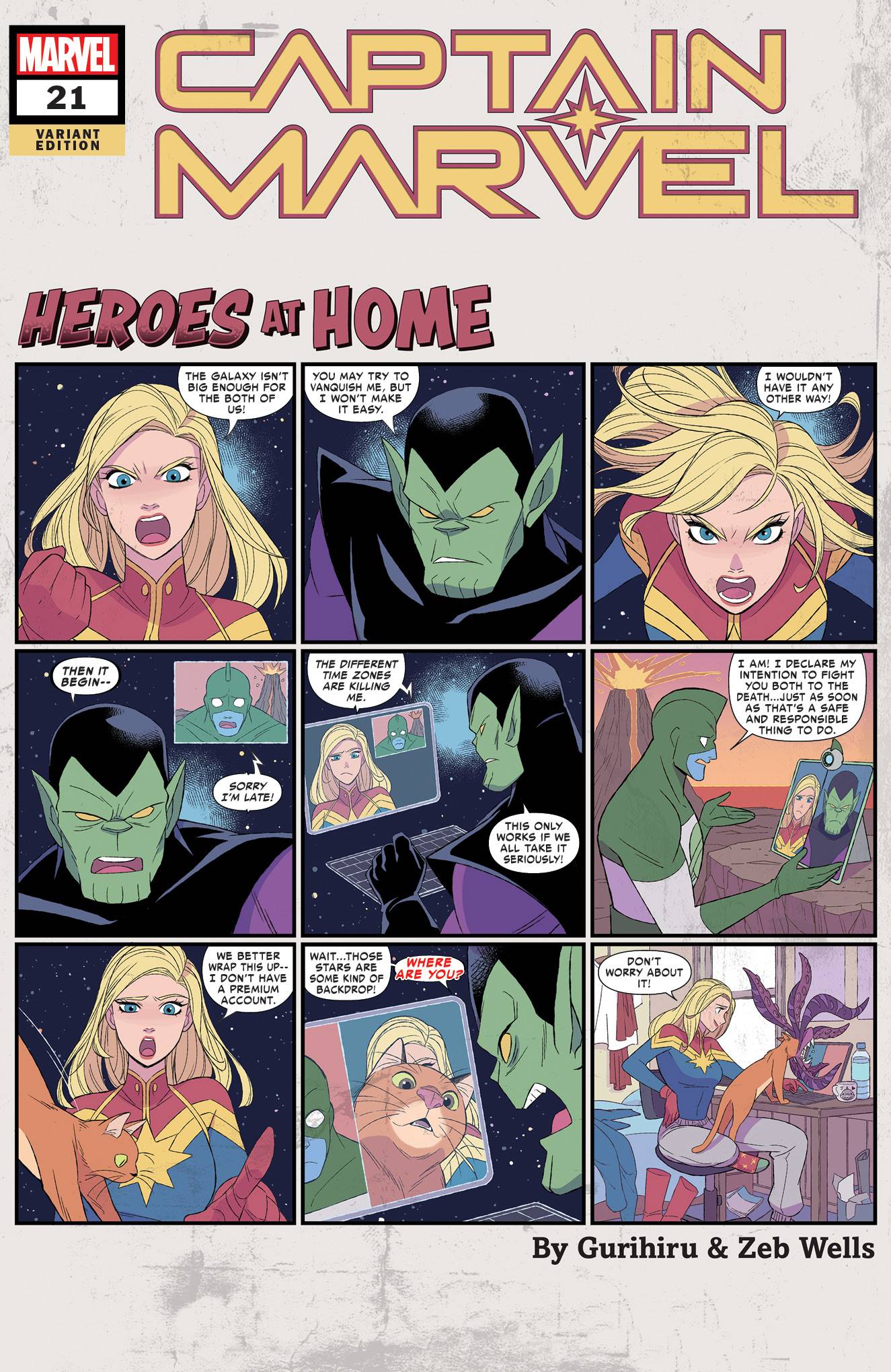 Captain Marvel (2019) #21 Gurihiru Heroes At Home Cover